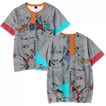 Футболки для женщин и мужчин Jujutsu Kaisen с графическим принтом, с круглым вырезом и короткими рукавами, модная мужская одежда, уличная одежда XS