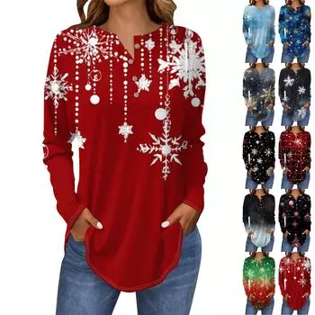 Футболки для женщин осень повседневные рубашки с длинным рукавом на пуговицах толстовка винтажный топ пуловер L чёрный