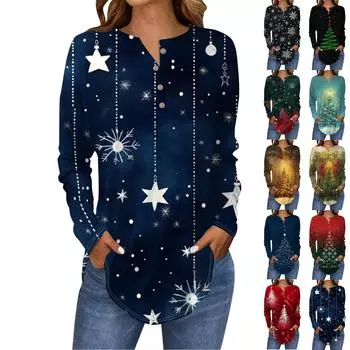 Футболки для женщин осень повседневные рубашки с длинным рукавом на пуговицах толстовка винтажный топ пуловер L армия зеленый