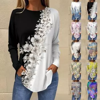 Футболки для женщин, осенние повседневные рубашки с длинными рукавами, толстовка с ретро-принтом, топ, пуловер L бежевый