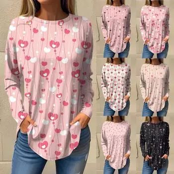 Футболки для женщин, осенние повседневные рубашки с длинными рукавами, толстовка, топ, пуловер XXL чёрный