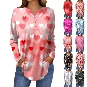 Футболки для женщин, осенние повседневные рубашки с длинным рукавом на пуговицах, толстовка с винтажным принтом, топ, пуловер L чёрный