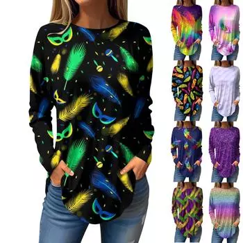 Футболки для женщин, осенние повседневные рубашки с длинными рукавами, толстовка, топ, пуловер L синий