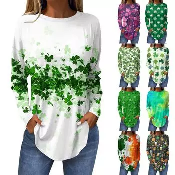Футболки для женщин, осенние повседневные рубашки с длинным рукавом, толстовки с винтажным графическим принтом, топы, пуловеры, рождественские XL белый