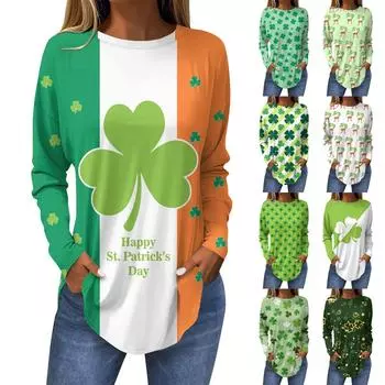 Футболки для женщин, осенние повседневные рубашки с длинным рукавом, толстовка с принтом, топ, пуловер L армия зеленый