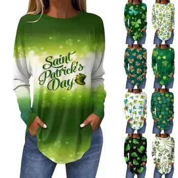 Футболки для женщин, осенние повседневные рубашки с длинным рукавом, толстовки с винтажным графическим принтом, топы, пуловеры, рождественские XXL