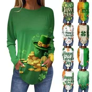 Футболки для женщин, осенние повседневные рубашки с длинным рукавом, толстовка с принтом, топ, пуловер XXXL