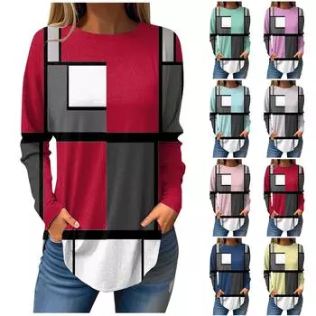 Футболки для женщин, осенние повседневные рубашки с длинными рукавами, толстовка с ретро-принтом, топ, пуловер M жёлтый