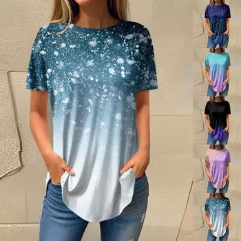 Футболки для женщин, осенние повседневные рубашки с коротким рукавом, толстовка, топ, пуловер L чёрный