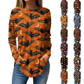 Футболки для женщин, осенние повседневные рубашки с длинным рукавом, толстовка, винтажный топ с графическим принтом, пуловер XXXL шафрановый