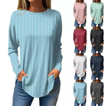 Футболки для женщин, осенние повседневные рубашки с длинным рукавом, толстовка, винтажный топ с графическим принтом, пуловер L чёрный