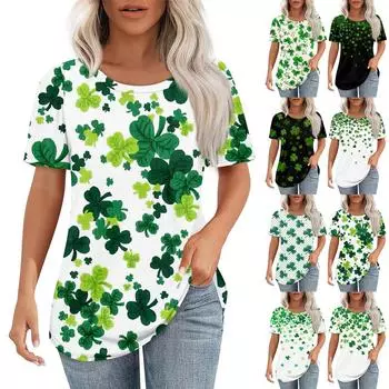 Футболки для женщин, плиссированные, с круглым вырезом, нарядные, повседневные, блузки с принтом, с коротким рукавом, летние топы, свободный крой XXL чёрный