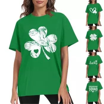 Футболки для женщин, плиссированные, с R-образным вырезом, нарядные, повседневные, блузки с принтом, короткие рукава, летние топы, свободный крой L армия зеленый