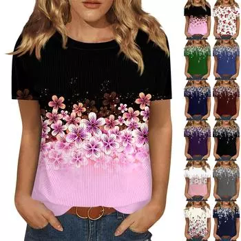 Футболки для женщин, плиссированные, с V-образным вырезом, нарядные, повседневные блузки с принтом, короткие рукава, летние топы, свободный крой L бежевый