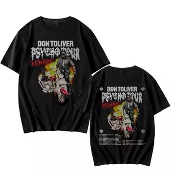 Футболки Don Toliver Tour 2025 Футболка с рэпером Доном Толивером в стиле хип-хоп, новая женская/мужская футболка в стиле панк Y2K, винтажная хлопковая уличная одежда с коротким рукавом XS чёрный
