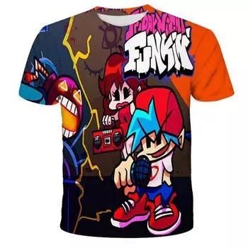 Футболки Fridany Night Funkin для мальчиков и девочек, летняя футболка с героями мультфильмов, детская одежда, повседневные топы с короткими рукавами, футболки, детские футболки 100