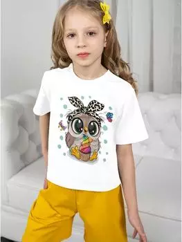 Футболки Футболка для девочек Верхняя одежда для детей Милая сова Одежда для девочек 10 лет Одежда для девочек Детская одежда для детей Лето для подростков 5-6Y