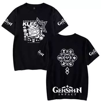 Футболки Genshin Impact Anime, летние футболки с коротким рукавом, футболки с мультяшным принтом, топы для фитнеса XS белый