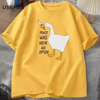 Футболки Goose Peace Was Never An Option для мужчин и женщин, летние, хлопковые, модные, для отдыха, крутые, мужская одежда, футболка с коротким рукавом S