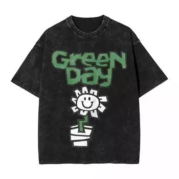 Футболки Green Day в стиле панк-рок с эффектом стирки, уличная одежда, оригинальные футболки, американская футболка для мужчин и женщин, хлопок, уличный стиль S