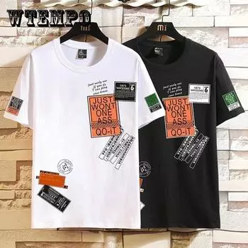Футболки High Street большого размера, модная футболка в стиле ретро с круглым вырезом и коротким рукавом, повседневный пуловер с графикой, одежда в стиле панк, мужская одежда, летняя одежда XXXL белый
