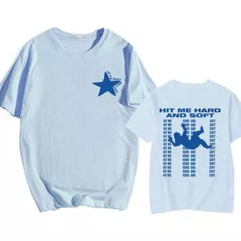 Футболки Hit Me Hard Soft 2024 Album Футболки с графическим принтом Футболки с коротким рукавом для мужчин/женщин из хлопка Повседневные майки Уличная одежда Топы в стиле хип-хоп XS белый