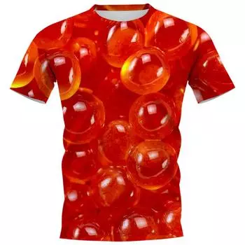 Футболки HX Delicious Food Caviar, пуловеры с 3D графикой, пуловеры с рыбной икрой, футболки из полиэстера, футболка в стиле Харадзюку, мужская одежда, S-7XL S белый