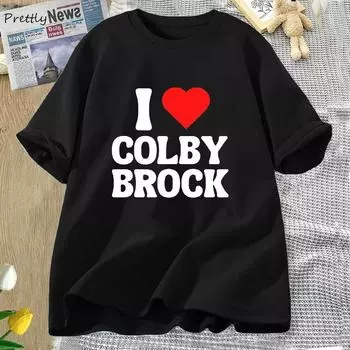 Футболки I Love Herat Colby Brock Sam and Colby, хлопковые футболки с короткими рукавами, повседневная одежда в стиле 90-х, рубашки-комбинации Y2K S чёрный