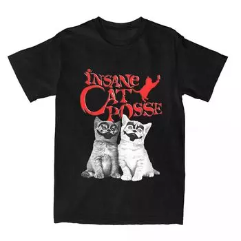 Футболки Insane Cat Posse на Хэллоуин, футболки Insane Clown Posse из хлопка для мужчин и женщин, футболки Harajuku с юмористическим круглым вырезом, уличная футболка S