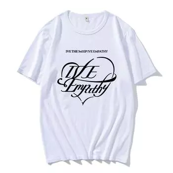 Футболки IVE EMPATHY Ive The 3rd Ep Футболка с принтом корейской женской группы Свободная хлопковая футболка с коротким рукавом XS чёрный