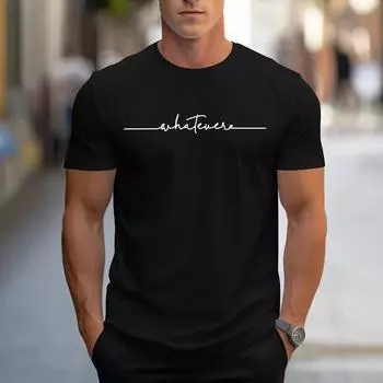 Футболки из хлопка Футболка Stray Letter Printed из полиэстера с короткими рукавами S