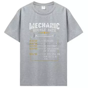 Футболки из хлопка Механик Почасовая ставка Ставки труда Смешные рабочие Футболка Автолюбитель Футболка из хлопка с коротким рукавом Мужская одежда Большие топы унисекс S тёмно-синий