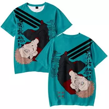 Футболки Jujutsu Kaisen с принтом аниме для женщин и мужчин, с принтом мультфильмов, с круглым вырезом, большого размера, с короткими рукавами, модная мужская одежда, уличная одежда XS