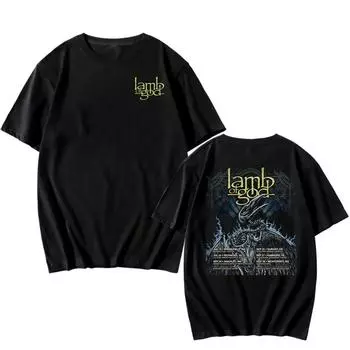 Футболки Lamb of God Tour 2025, винтажные двухсторонние футболки, летние женские/мужские хлопковые футболки, гранж-мода, свободная уличная одежда XS чёрный