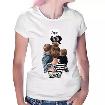 Футболки Mother S Love Футболка женская летняя футболка Wegoe Super Mom Повседневная футболка XL белый