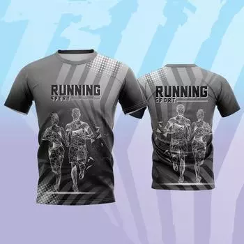 Футболки мужские для бега на открытом воздухе с 3D-принтом, летние повседневные футболки с коротким рукавом и круглым вырезом, унисекс, модные, для фитнеса, быстросохнущие, свободные, одежда S