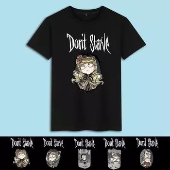 Футболки мужские летние из хлопка с принтом «Голод не голодает», свободные, с круглым вырезом и коротким рукавом для мальчиков S