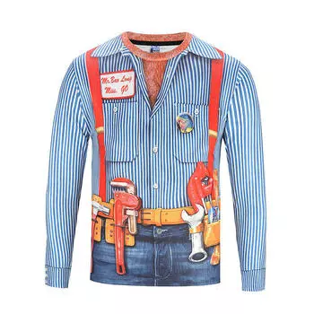 Футболки мужские осенние футболки мужские уличные футболки с 3D-принтом модные весенние топы с круглым вырезом и длинным рукавом S