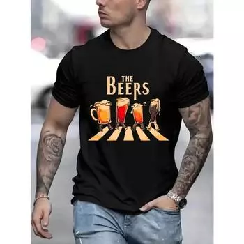 Футболки мужские с принтом The Beers из хлопка, дышащие фирменные топы, футболки уличной моды, повседневные летние футболки для мужчин, модные футболки для мужчин S