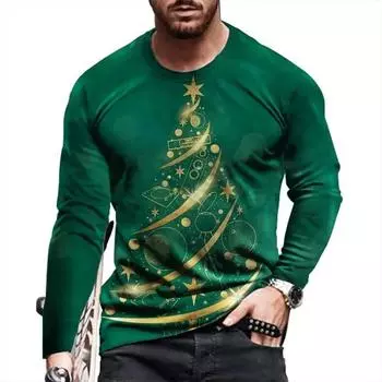 Футболки мужские с рисунком рождественской елки, уличные, с 3D-принтом, с длинным рукавом, 6XL, мужская одежда большого размера, рождественская футболка S