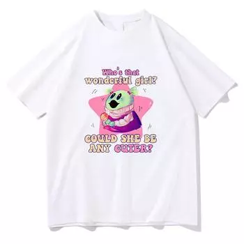 Футболки Nanalan Who s That Wonderful Girl из хлопка, мягкая футболка высокого качества, симпатичная графическая женская/мужская футболка с коротким рукавом S чёрный