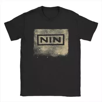 Футболки Nine Inch Nails NIN, мужские хлопковые футболки для отдыха, футболка с круглым вырезом и коротким рукавом, летняя одежда S чёрный