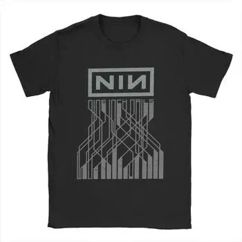 Футболки Nine Inch Nails NIN, мужские, хлопковые, забавные, с круглым вырезом, футболка с коротким рукавом, большой размер S чёрный
