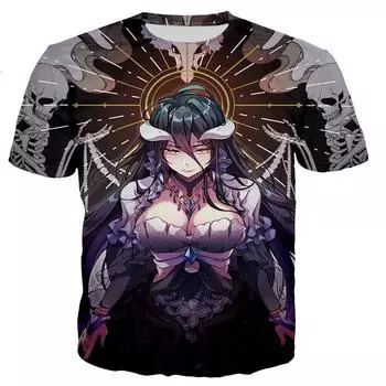 Футболки Overlord Anime Albedo Sexy Girl 3D Print Streetwear Мужская Женская Мода Большие Футболки Harajuku Футболки Топы Одежда 110