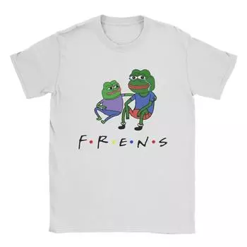 Футболки Pepe Frens для мужчин, хлопковые винтажные футболки с круглым вырезом, футболка с коротким рукавом, одежда в подарок S чёрный