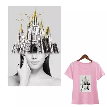 Футболки, платья, железные нашивки, абстрактные наклейки для одежды в стиле собора, модные железные аксессуары «сделай сам», теплопередающие нашивки, термические 5.3x8 cm