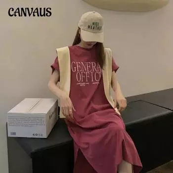 Футболки Платья Женские С Короткими Рукавами Летние Свободные Модные Длинные Повседневные Платья Больших Размеров M