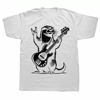 Футболки Rock N Roll Otter, играющие на гитаре, забавные мужские и женские футболки Otter, летняя уличная одежда, короткий рукав, подарки на день рождения S