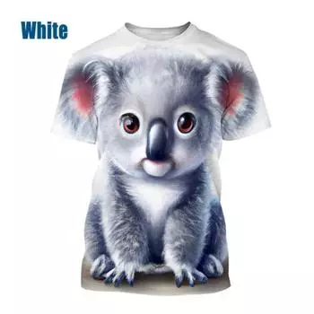 Футболки с 3D-графикой Koala Bear, мужская одежда, футболки, топы, милые животные, унисекс, уличная повседневная футболка Harajuku S