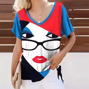 Футболки с 3D принтом аниме для девочек, женская уличная одежда в стиле ретро, футболка с v-образным вырезом, большие топы в стиле Харадзюку, футболки, женская одежда S